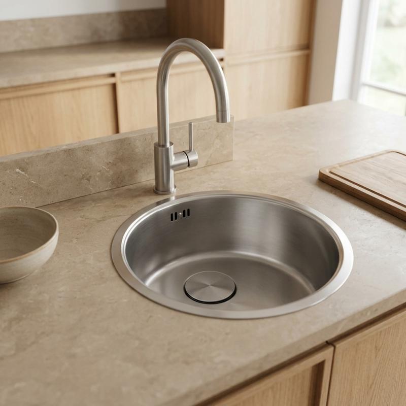 Pure.Sink Rondo RVS Ronde Spoelbak Vlakinbouw, Onderbouw en Opbouw 37 cm PRN38-02